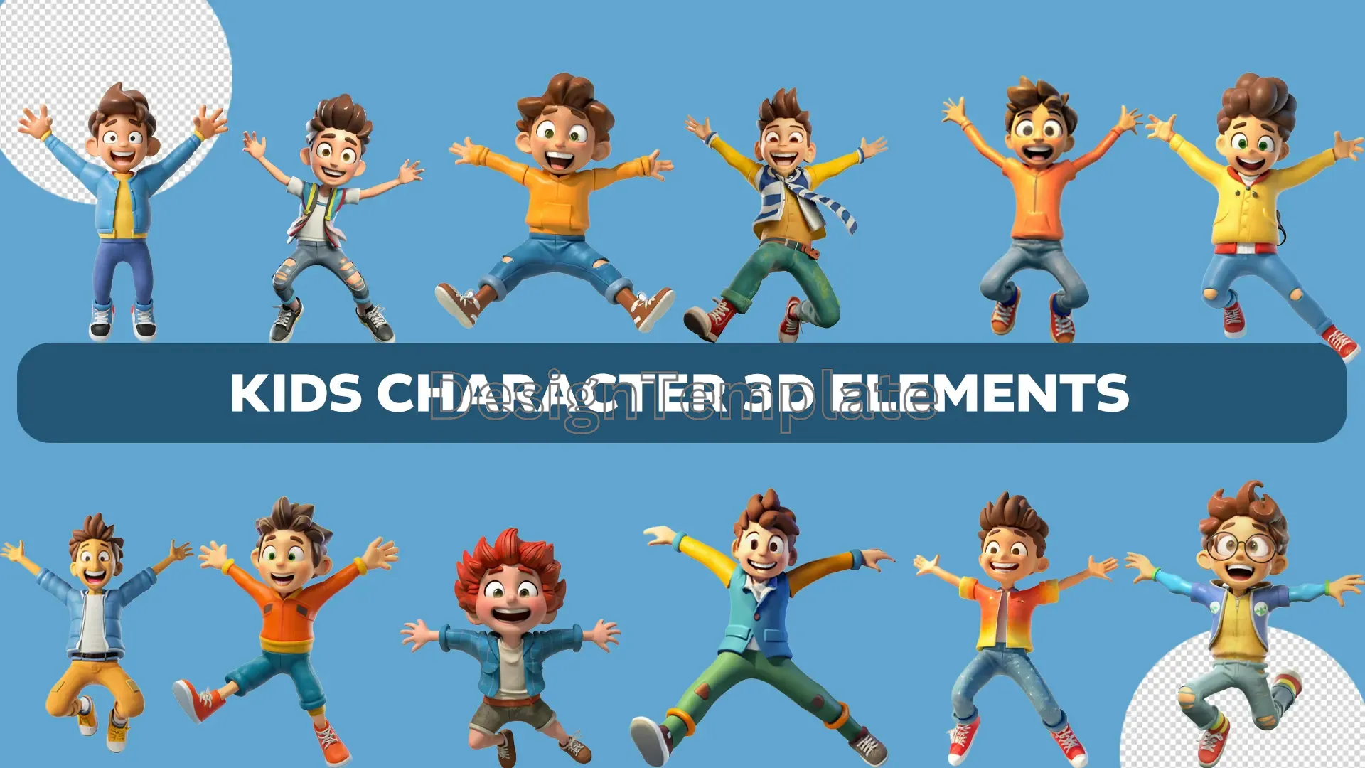 Playground Pals Kids Character 3D Elements Pack image